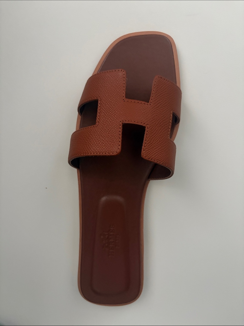 Hermes Brown Leather H‑Slide Sandals